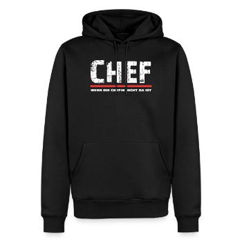 CHEF wenn die Chefin nicht da ist Spruch - Männer Premium Bio Hoodie - Schwarz - Vorne - Nico (187cm)
