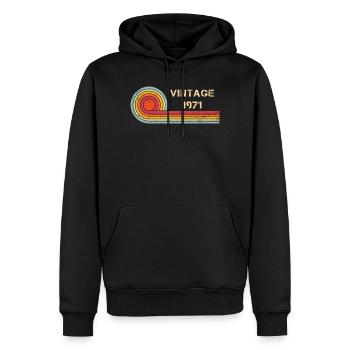 Design rétro vintage pour anniversaire 1971 - Sweat à capuche Premium bio Homme - noir - Devant - Nico (187cm)