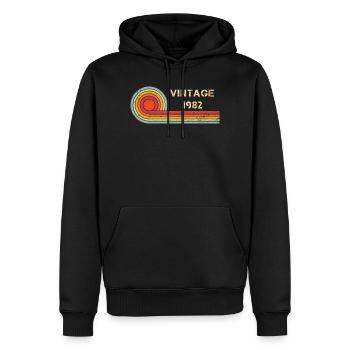 Design rétro vintage pour anniversaire de 1982 - Sweat à capuche Premium bio Homme - noir - Devant - Nico (187cm)