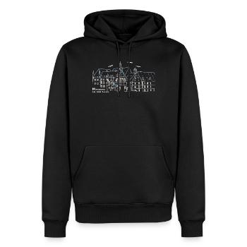 Marburg an der Lahn, Castle, Hesse, Drawing - Men’s Premium Organic Hoodie - black - Front - Nico (187cm)