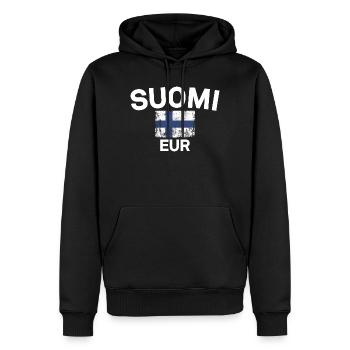 Finnische Flagge Grunge: Suomi EUR - Männer Premium Bio Hoodie - Schwarz - Vorne - Nico (187cm)