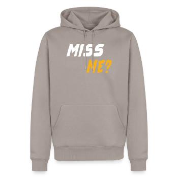Miss Me? - Men’s Premium Organic Hoodie - taupe - Front - Nico (187cm)