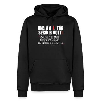 Graffiti-Style Protestgestaltung mit Zitaten - Männer Premium Bio Hoodie - Schwarz - Vorne - Nico (187cm)