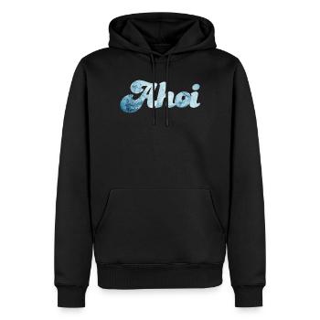 Schiff Ahoi Meer Ozean Schnörkelschrift maritim - Männer Premium Bio Hoodie - Schwarz - Vorne - Nico (187cm)