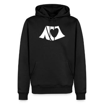 Zelt Herz minimalistisch Camping Camper Outdoor - Männer Premium Bio Hoodie - Schwarz - Vorne - Nico (187cm)
