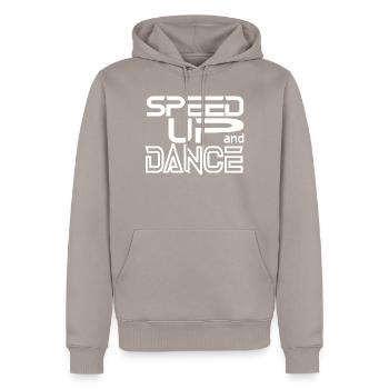 Speed up and Dance - Men’s Premium Organic Hoodie - taupe - Front - Nico (187cm)