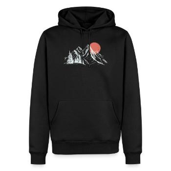 Purpurrote Sonne über schneebedeckten Gipfeln - Männer Premium Bio Hoodie - Schwarz - Vorne - Nico (187cm)