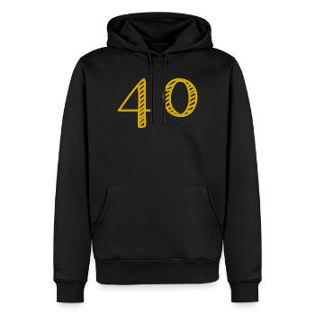 40. 40 ANS. 40e ANNIVERSAIRE. ANNIVERSAIRE 40 ANS. - Sweat à capuche Premium bio Homme - noir - Devant - Nico (187cm)