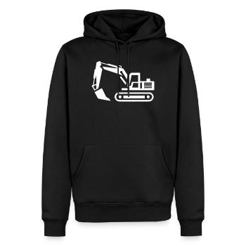 Contours d’une excavatrice : silhouette d’un opérateur d’engin de chantier - Sweat à capuche Premium bio Homme - noir - Devant - Nico (187cm)