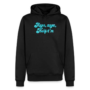 Aye Käptn Wellen Handschrift coole Sprüche maritim - Männer Premium Bio Hoodie - Schwarz - Vorne - Nico (187cm)
