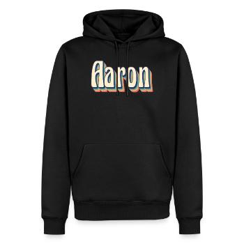 Aaron T-Shirt Retro T-Shirt Vintage Geschenkidee - Männer Premium Bio Hoodie - Schwarz - Vorne - Nico (187cm)