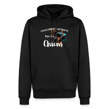 Chien Distrait en Lunettes - Sweat à capuche Premium bio Homme - noir - Devant - Nico (187cm)