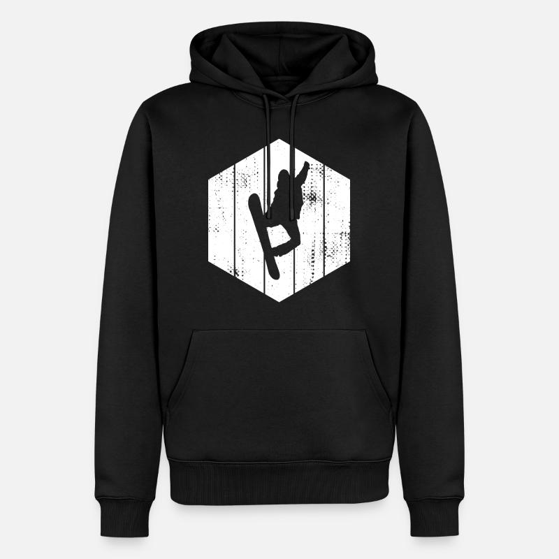 Dessin de snowboarder - Sweat à capuche Premium bio Homme - noir