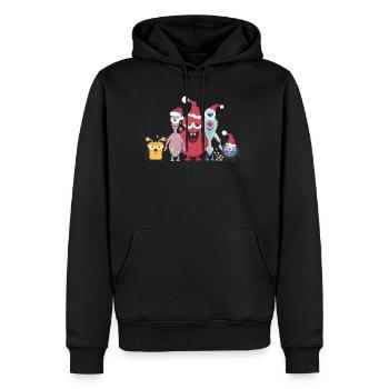 fröhliche bunte Monster Familie feiert Weihnachten - Männer Premium Bio Hoodie - Schwarz - Vorne - Nico (187cm)