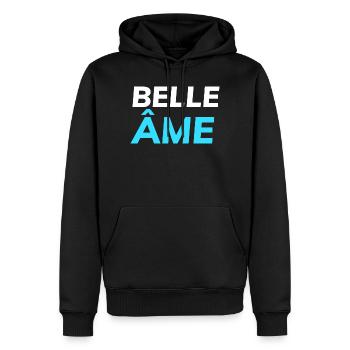 belle âme - Sweat à capuche Premium bio Homme - noir - Devant - Nico (187cm)
