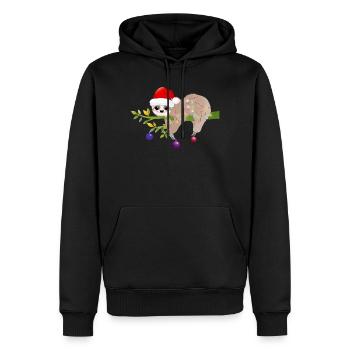paresseux drôle avec chapeau de père Noël pour Noël - Sweat à capuche Premium bio Homme - noir - Devant - Nico (187cm)