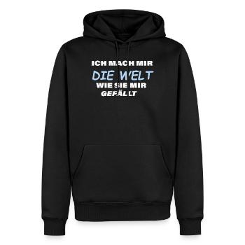 Ich mach mir die Welt ... - Männer Premium Bio Hoodie - Schwarz - Vorne - Nico (187cm)