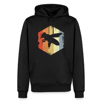 Dessin d’abeille mellifère Vintage - Sweat à capuche Premium bio Homme - noir - Devant - Nico (187cm)