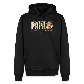 Meilleur Papa Chien Du Monde - Sweat à capuche Premium bio Homme - noir - Devant - Nico (187cm)