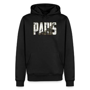 Paris en Lettres avec Tour Eiffel - Sweat à capuche Premium bio Homme - noir - Devant - Nico (187cm)