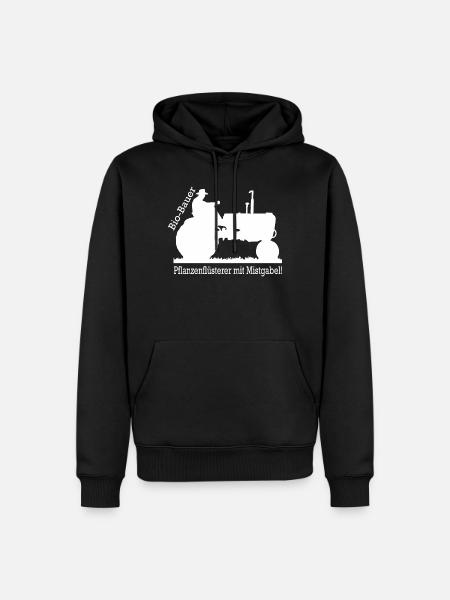 Bio Bauer Pflanzenflüsterer mit Mistgabel Geschenk - Männer Premium Bio Hoodie - Schwarz