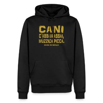 T-shirt Sicile Proverbe sicilien chiens aboie - Sweat à capuche Premium bio Homme - noir - Devant - Nico (187cm)