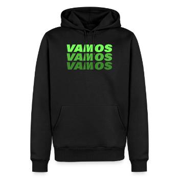 VAMOS - Männer Premium Bio Hoodie - Schwarz - Vorne - Nico (187cm)