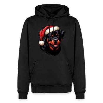 Rottweiler als Weihnachtsmann - Männer Premium Bio Hoodie - Schwarz - Vorne - Nico (187cm)