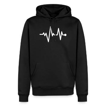 Herzschlag Pulseline Design - Männer Premium Bio Hoodie - Schwarz - Vorne - Nico (187cm)