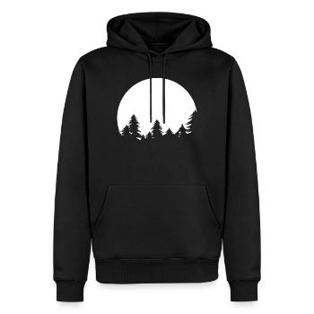 Mond Wald Bäume Natur Schatten Abend Ruhe Symbol - Männer Premium Bio Hoodie - Schwarz - Vorne - Nico (187cm)