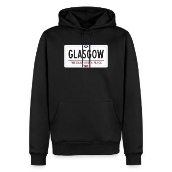 Signe de nom de lieu de Glasgow - Sweat à capuche Premium bio Homme - noir - Devant - Nico (187cm)
