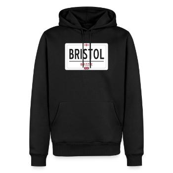 Ortsschild von Bristol - Männer Premium Bio Hoodie - Schwarz - Vorne - Nico (187cm)