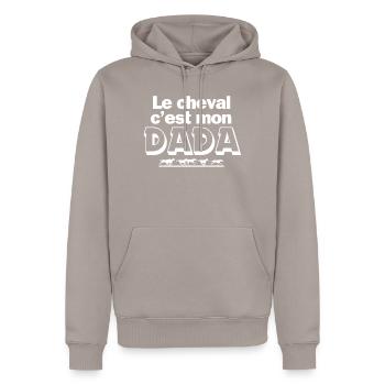 cheval, équitation, club d'équitation - Sweat à capuche Premium bio Homme - taupe - Devant - Nico (187cm)