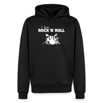 I LOVE ROCK 'N' ROLL - Männer Premium Bio Hoodie - Schwarz - Vorne - Nico (187cm)