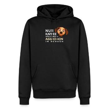 Lustiger Spruch, Kaffee hält Aggromon in Schach - Männer Premium Bio Hoodie - Schwarz - Vorne - Nico (187cm)