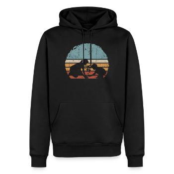 Sunset Silhouette Duo von Palm Tree - Männer Premium Bio Hoodie - Schwarz - Vorne - Nico (187cm)