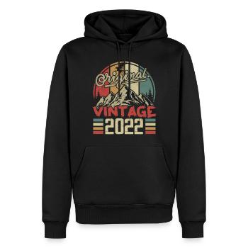 Jahrgang 2022 Retro-Geburtstagsgeschenk geboren im Jahr 2022 - Männer Premium Bio Hoodie - Schwarz - Vorne - Nico (187cm)