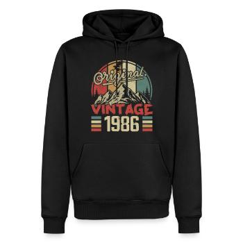Vintage 1986 Retro Cadeau Anniversaire Né En 1986 - Sweat à capuche Premium bio Homme - noir - Devant - Nico (187cm)