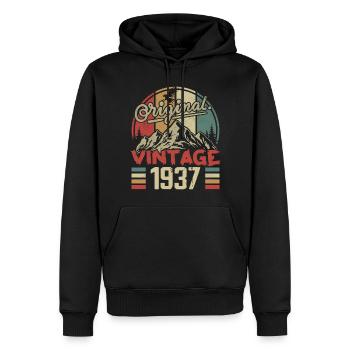 Vintage 1937 Retro Cadeau Anniversaire Né En 1937 - Sweat à capuche Premium bio Homme - noir - Devant - Nico (187cm)