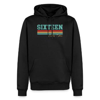 Cadeau 16ème anniversaire Sixteen - Sweat à capuche Premium bio Homme - noir - Devant - Nico (187cm)