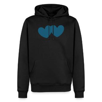 blaues Herz 2 Herzen Valentinstag - Männer Premium Bio Hoodie - Schwarz - Vorne - Nico (187cm)