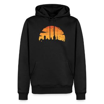 Sunset City Silhouette - Men’s Premium Organic Hoodie - black - Front - Nico (187cm)