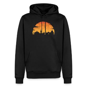 Silhouette d’horizon du coucher de soleil - Sweat à capuche Premium bio Homme - noir - Devant - Nico (187cm)