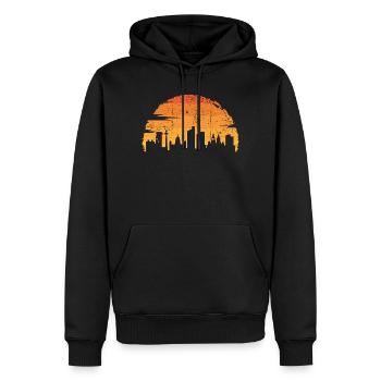 Sunset City Skyline Silhouette - Men’s Premium Organic Hoodie - black - Front - Nico (187cm)
