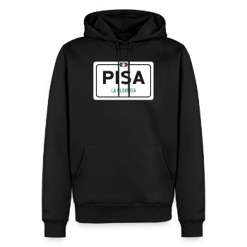 Ortsschild von Pisa - Männer Premium Bio Hoodie - Schwarz - Vorne - Nico (187cm)
