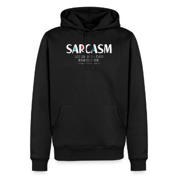 Sarcasme (sombre) - Sweat à capuche Premium bio Homme - noir - Devant - Nico (187cm)