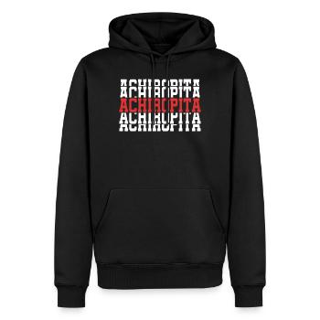 T-shirt texte empilé Achiropita - Sweat à capuche Premium bio Homme - noir - Devant - Nico (187cm)