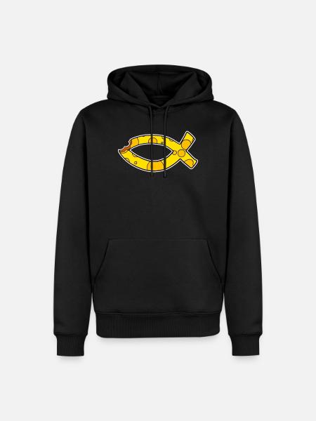 Fish Symbol Cheese - Men’s Premium Organic Hoodie - black