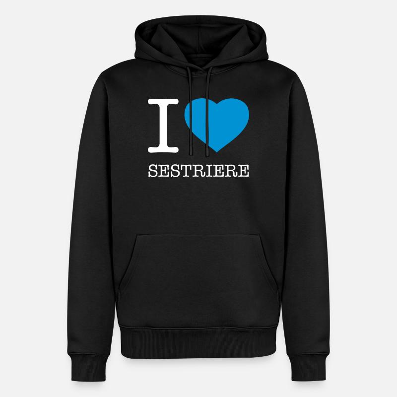 J’AIME SESTRIERE - Sweat à capuche Premium bio Homme - noir