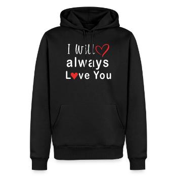 I Will Always Love You Heart Design - Men’s Premium Organic Hoodie - black - Front - Nico (187cm)